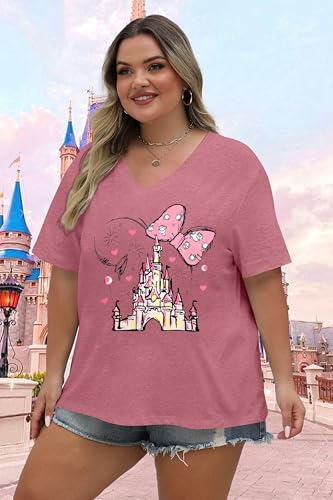 Image of NANYUAYA Plus Size Magic Shirts for Women Castle Kingdom Graphic Magical T Shirt Cute Holiday Princess Tee Vacation Tops