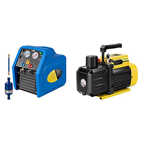 Máquina portátil de recuperación de refrigerante VIVOHOME R1234YF de 1 HP y bomba de vacío HVAC de 110 V, 1/4 HP y 3,5 CFM de etapa única con paletas rotativas miniatura 1