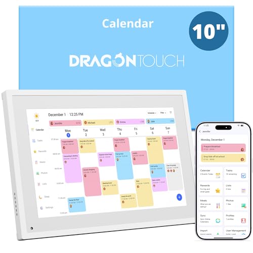 10.1' Digital Calendar Chore Chart – 1080P Full HD Interactive Touchscreen, Smart Family Planner, Hearth Display Digital Wall & Desk Mountable for Seamless Scheduling