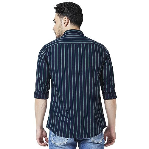 Image of Spykar Men's Slim Fit N /A Full Sleeve Striped Casual Shirts