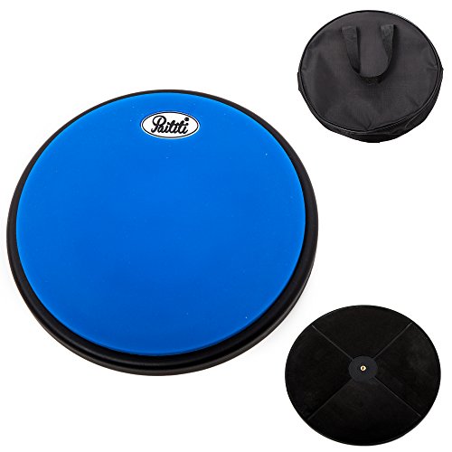 PAITITI 8 Inch Silent Portable Practice Drum Pad Round Shape with Carrying Bag Blue Color - Thumbnail 3
