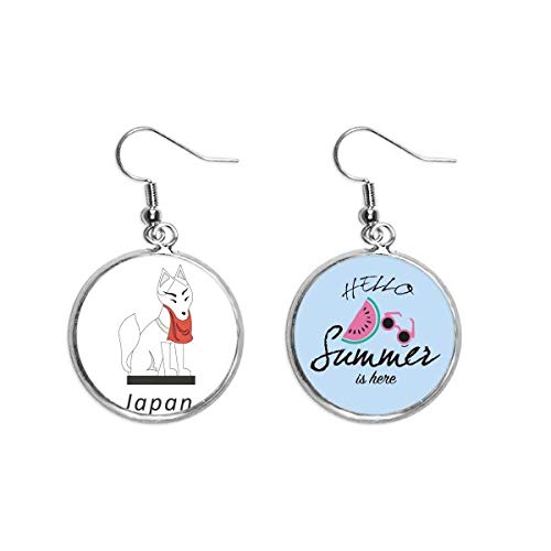 Pendientes de zorro japonés y sandía para el lóbulo en verano