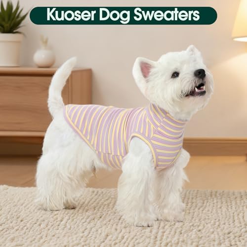 Kuoser 2 Pack Dog Sweater, Soft Dog Sweaters for Small Medium Large Dogs, Sleeveless Pet Fleece Vest,Puppy Pullover Sweatshirt for Boys & Girls, Turtleneck Dogs Winter Coat Clothes