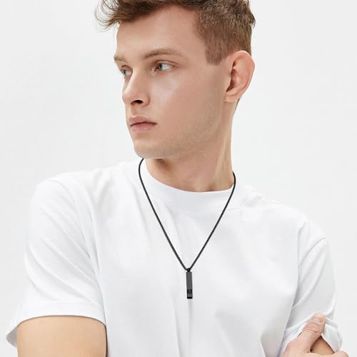 Milacolato 2 Stück Urnen-Anhänger für Gedenkstätten, Schmuck, Asche, Edelstahl, Schwarz, mit CZ-Halskette, Edelstahl, Zirkon