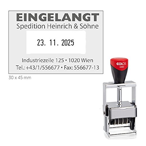 Stempel Heavy Duty Expert Line 3360 | Datumstempel mit individueller Textplatte/Logo | präziser Stempel ideal für alltägliche Bürotätigkeiten | 30 x 45 mm - 5 Zeilen