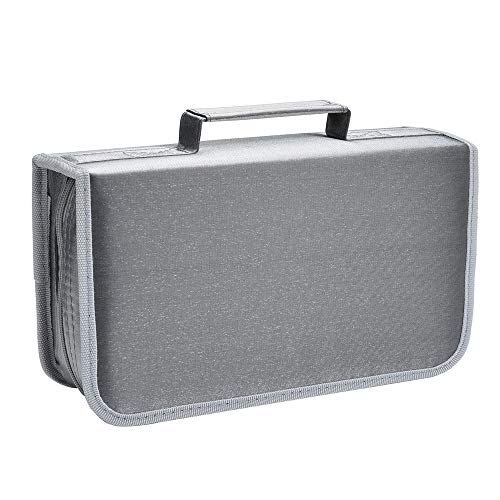 Vicoter CD/DVD Case, 128 Capacity Large CD DVD Case Wallet Holder Storage Organizer Bag for Home Car Travel (Silver)