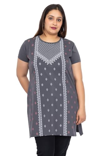 Image of Women Printed Cotton Tshirt with Side Slits & Pocket