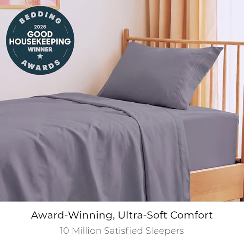 Image of Mellanni Twin Sheets Set - 3 PC Iconic Collection Bedding | Hotel Luxury, Extra Soft, Cooling Bed Sheets - Wrinkle, Fade, Stain Resistant (Twin, Hazy Lilac)
