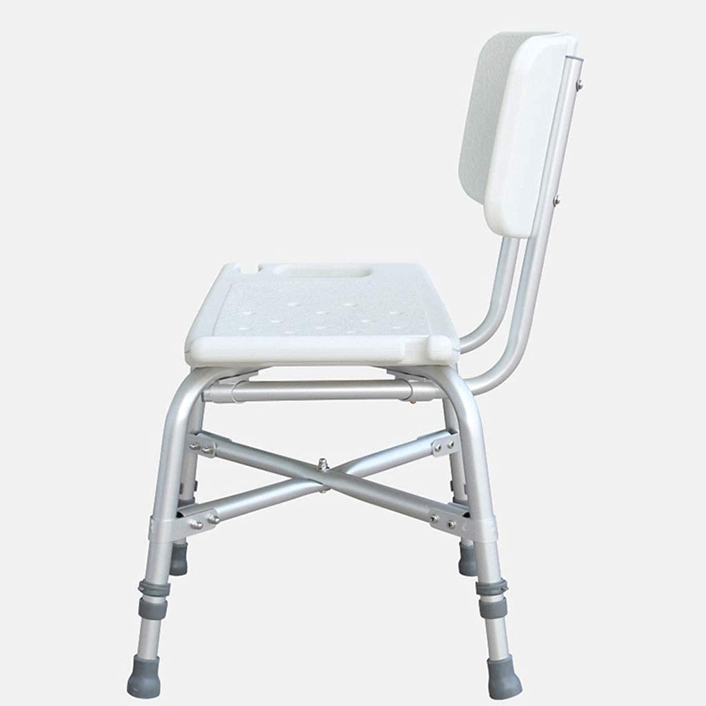 CHEWYNP Asiento de Ducha Reforzado con Respaldo y apoyabrazos Silla de Ducha Antideslizante Taburete de Ducha Aleación de Aluminio Ajustable en Altura