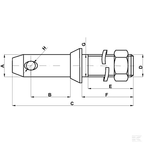Perno di collegamento inferiore 22x140 mm filetto M22x40 mm Cat.1 KRAMP