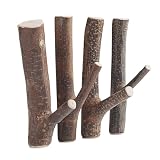 YANGQIHOME Pack of 4 Vintage Real Wood Tree Branch Wall Hook,Rustic Decorative Wood Adhesive Hooks. Key Holder, Coat Hook,Strong Suction Hooks. (Width 1.5cm-2cm)