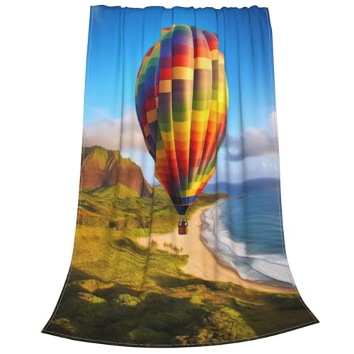 Couverture flanelle douce imprimé montgolfières literie de qualité - 3