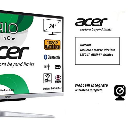 Acer All in One Ryzen 3 3250U, 512GB SSD, 16GB RAM, 24" FHD-Display, Win11 Pro, Suite Office, Wi-Fi, HDMI, LAN, WebCam, QWERTY CIRILLICO Layout mit STIKERS, bereit zur Verwendung – Bild 5