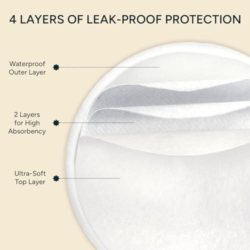 Nintara Baby Reusable Nursing Pads – Soft & Absorbent Breast Pads, Bamboo Viscose Blend, Contoured Fit, Leak-Resistant, Pack of 6 with Laundry Bag