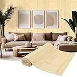 EYAYEN Natural Bamboo Wall Panel for Interior Wall Decor, Pole Wrap Wainscoting Interior Wall Cladding Panel for Kitchen Island, Bedroom, Living Room Office,Decor(48' H x 96' L, Raw)