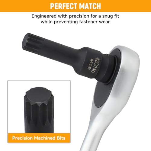 Hoteche 8PC 1/2-Inch DR Multi-Tooth Nut Set, CR-MO Material, M5-M18, with Black Phosphate Coating - Image 4