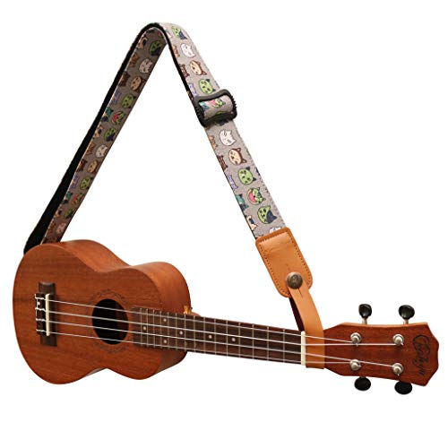 MUSIC FIRST Sangle pour ukulélé en toile souple et cuir véritable avec sangle en cuir véritable Motif chat pastèque - Les Beatles, Paul McCartney, John Lennon, RIngo Starr, George Harrison MUSIC FIRST Sangle pour ukulélé en toile souple et cuir véritable avec sangle en cuir véritable Motif chat pastèque – Image 4