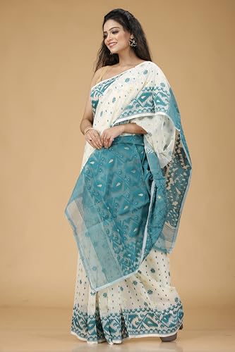 Image of OISHANI SAREE GHOR Women's Traditional Bengal Cotton Silk Soft Jamdani Saree - Beautiful design and Quality - Without Blouse Piece