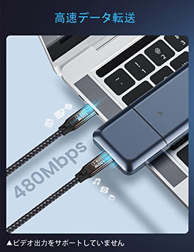 USB Type C ケーブル 1.5M PD対応 100W/5A急速充電 USB C to C 充電ケーブル ナイロン編み 断線防止 MacBook Pro/Air、Surface、Xperia、Pixel、Galaxy、AQUOS等USB-C機種対応