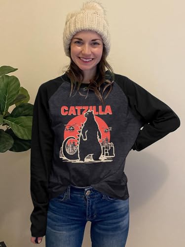 Image of JINTING Cat Shirts for Women - Loose Fit Lightweight Long Sleeve Graphic Autumn Outfits Printed Blouse Casual Tops