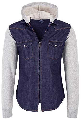 Rock Creek Herren Sweat-Jacke Jeanshemd mit Kapuze Denim Jeansjacke für...