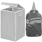 Simple Houseware Foldable Laundry Hamper Basket with Lid, Grey