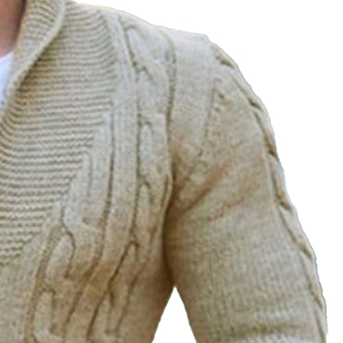 JEShifangjiusu Mens Shawl Collar Cardigan Sweater Casual Cable Knit Breasted Outerwear Winter Chunky Ribbed Topcoat3