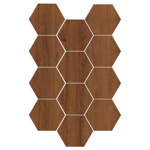 Paneles acústicos hexagonales autoadhesivos, 12 unidades, paneles hexagonales de pared absorbentes de sonido, aislamiento acústico para pared, techo, puerta, estudio (marrón oscuro)