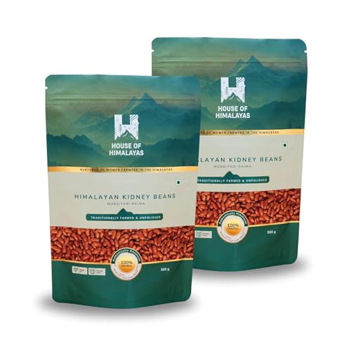 Image of House of Himalayas Munsiyari Rajma 1Kg (500g x 2), White Kidney Beans from Himalayas, Unpolished, Quick Boiling and Creamy Texture, High Protein and Fibre, GI-Tagged