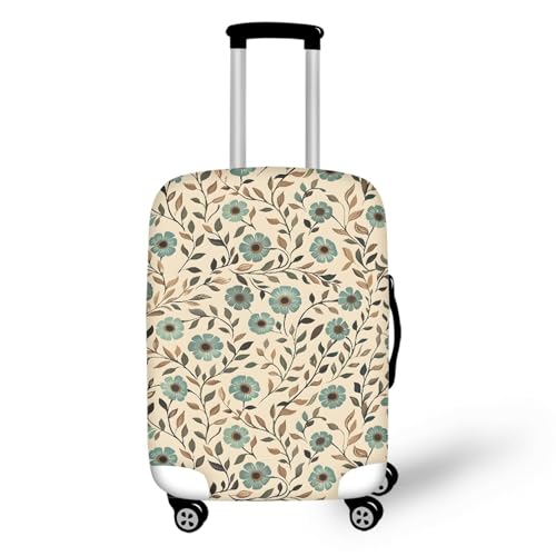 Housse valise M fleur verte élastique et lavable pour bagage