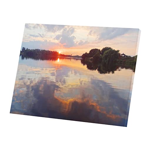 Affiche poster soleil levant paysage de lac tableau art 80x60cm