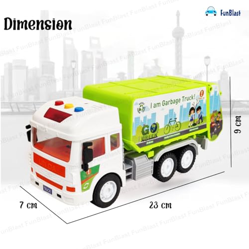 Image of FunBlast Garbage Truck Toys for Kids, Pull Back Vehicles Toy Truck, Unbreakable Plastic Trucks with Light and Sound, Friction Power Toy Trucks 3+ Years Old Boys Girls, & Kids (Multicolor)