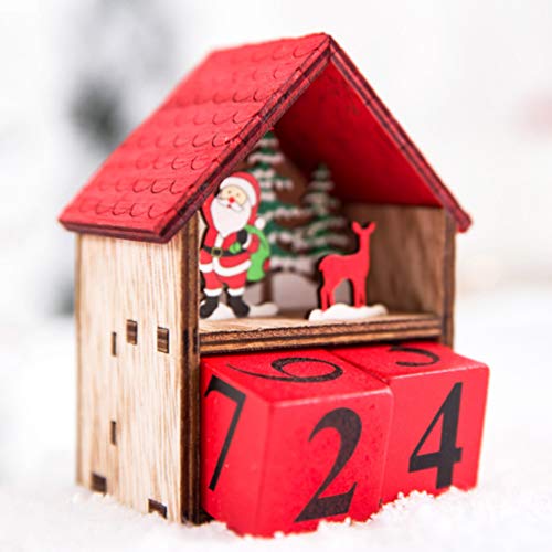 Wooden Christmas Advent Calendar Santa Luminous Perpetual Countdown Calendar Block Desktop Calendar for Christmas Desktop Ornament - Image 2
