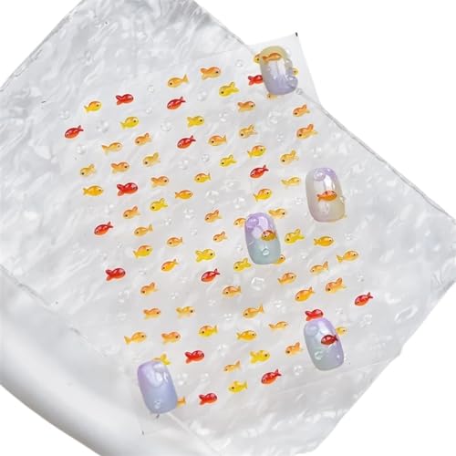 Pequeño pez rojo gelatina verano pez dorado carpa brillante pequeño Koi alivio suave pegatinas de arte de uñas calcomanías de manicura DIY herramientas de uñas pegatinas decorativas