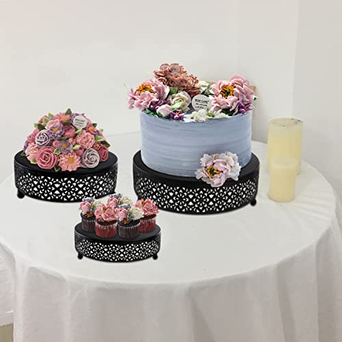 Hedume Set Of 3 Black Cake Stand, Round Metal Cake Stands thumb #4