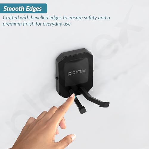Image of Plantex 304 Grade Stainless Steel Robe Hook for Bathroom /Cloth-Towel Hanger /Hooks for Wall /Bathroom Accessories - Cute (Black)