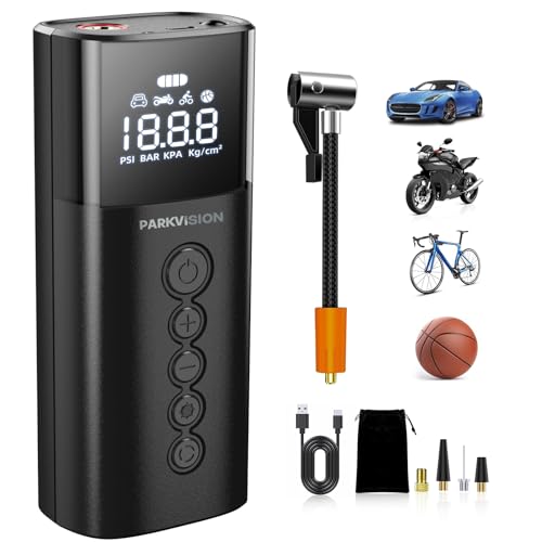 PARKVISION Draagbare Elektrische Luchtpomp - 12V 7500mAh Mini Compressor met LCD-Scherm en LED...