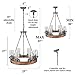 LNC Farmhouse Chandelier, Wood Round Wagon Wheel 6-Light Fixture with Seeded Glass Shades for Dining & Living Room, Bedroom, Kitchen and Foyer