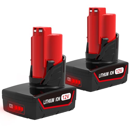 Energup 2 Stück 12V 6.5Ah Ersatzakku für Milwaukee Akku 12V 48-11-2411 48-11-2440 48-11-2460 mit LED Anzeige