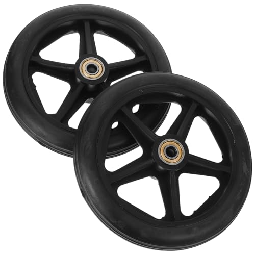ZUNOXAZ 2個 車椅子前輪交換パーツ ブラックホイール 軽量スムーズ走行 非滑り設計 安定性向上 簡単取付 車椅子用フロントキャスター