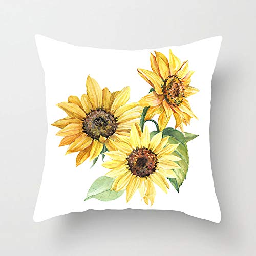 NQING Planta Flor Girasol Flor De Sol Funda De Almohada, Cuadrado Extraíble Y Lavable Funda De Almohada con Cremallera Oculta, Dormitorio, Sofá, Coche, Oficina Decoración del Hogar
