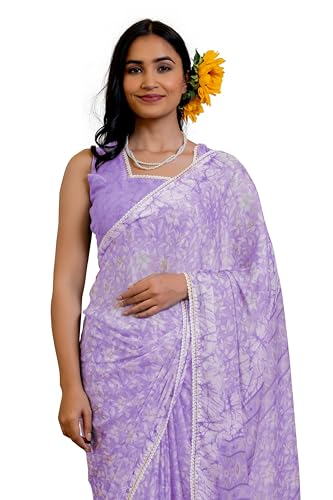 Image of MIRCHI FASHION Women Saree Floral Print Chiffon | Lightweight Festive Occasion Sari for Farewell and Functions with Unstitched Blouse Piece