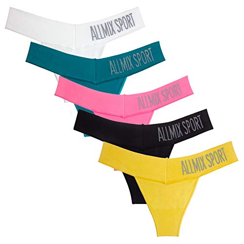 Sexy Women â€˜s Thongs Low Rise Sport Thongs 5 pcs Ladys Thongs Pack Breathable No Trace Panties G-String Thongs for women (pink, Large)