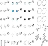 💎PENDIENTES DE ESPALDA PLANA PARA MUJER💎Longitud de la punta: 6 mm, tamaño de la base plana: 4 mm. Circón / Cuentas / Turquesa / Corazón: 4 mm; Espárragos de cartílago: diámetro del alambre de 1,2 mm, bola de 4 mm, diámetro del círculo interior de 8 mm, diámetro del alambre de 0,8 mm, los tornillos en la parte posterior son muy útiles para evitar que los aretes se caigan. Al estar atornillados en la parte trasera, no causan ninguna molestia.