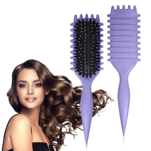 MOMENT Bounce Curl Define Styling Brush -Premium Curly Hair Brush Wet & Dry Detangler Essential Tool for Shaping & Perfecting Your Curls Purple