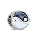 Rond Noir Balance Blanche Yin Yang Perle de Charme Inspirante pour Femmes pour Adolescent .925 Argent Sterling Fits Bracelet Européen