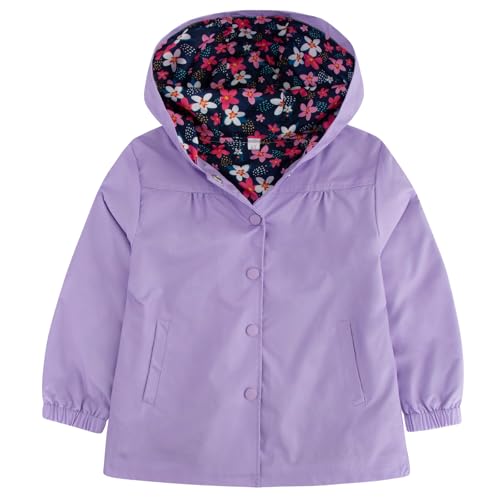 Seanrui Toddler Rain Jacket Waterproof Hooded Rain Coats for Girls Windbreaker Outwear Purple 6 Years
