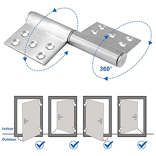 Bonsicoky 5 Inch Heavy Duty Lift Off Hinges, 304 Stainless Steel Detachable Door Hinge With 10 Mounting Countersunk Holes, Lift Off Hinges For Window Cabinet Door, Set Of 4 #TOP5