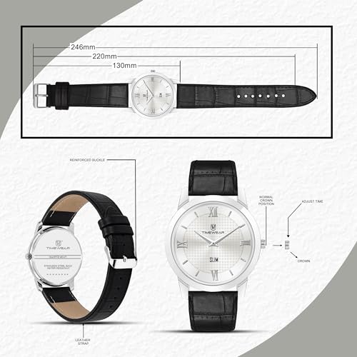 Image of TIMEWEAR Analog Slim Two Hands Leather Strap Watch for Men