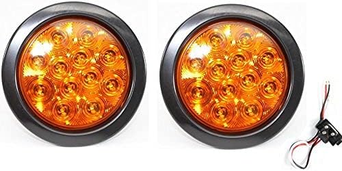 BLINGBLING Sparkling 4" Amber Round Turn Tail Parking Signal LED Light for Truck Trailer RV w Plug Grommet